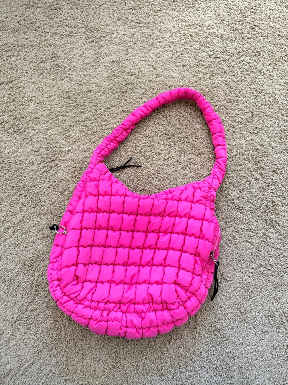 Hot Pink Quilted Shoulder Bag